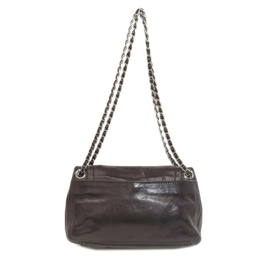 Prada Chain Shoulder Bag Leather Black